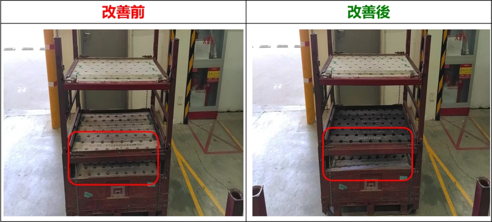 完成品整列棚の板を再利用（NTN襄陽）