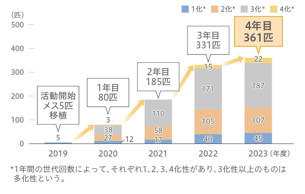 ミヤマシジミ保護区　成虫発生数（長野製作所）