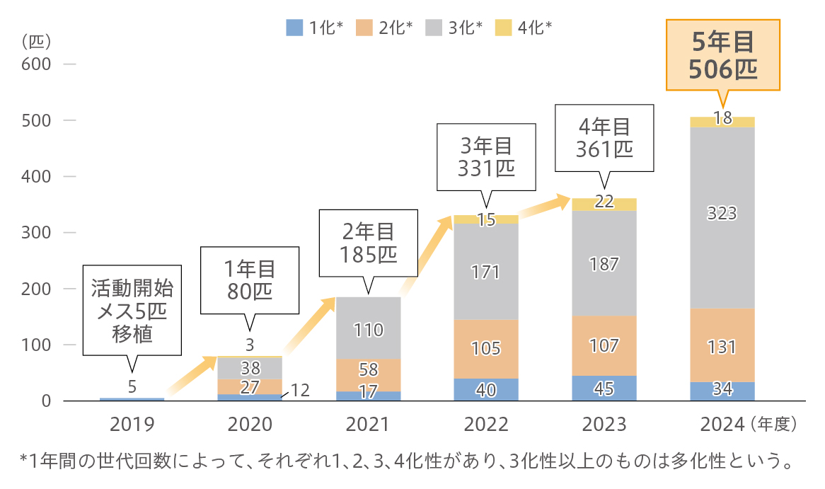 ミヤマシジミ保護区　成虫発生数（長野製作所）