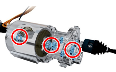 図:平行軸e-Axleにおける適用例(赤丸部分)