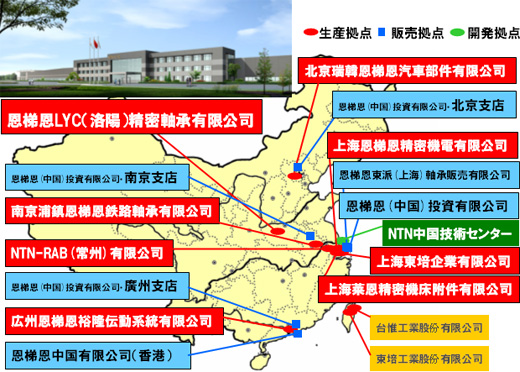 図：NTNの中国における拠点