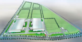 写真：ピントン工場（右）とNTPT（左）の完成予想図