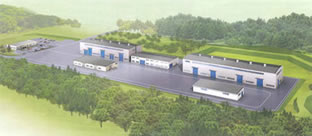 写真：新工場(右側)の完成予想図