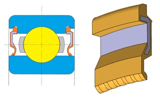 商品の断面図(左)と開発のポイントとなった円弧状の微小突起(黄色部)