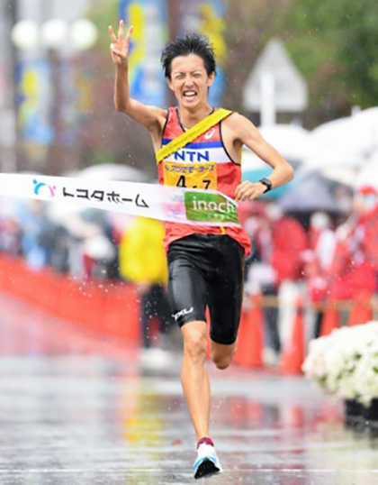 3位でフィニッシュする齋田選手