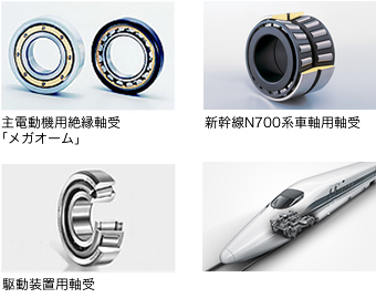 主電動機用絶縁軸受「メガオーム」 新幹線N700系車軸用軸受 駆動装置用軸受